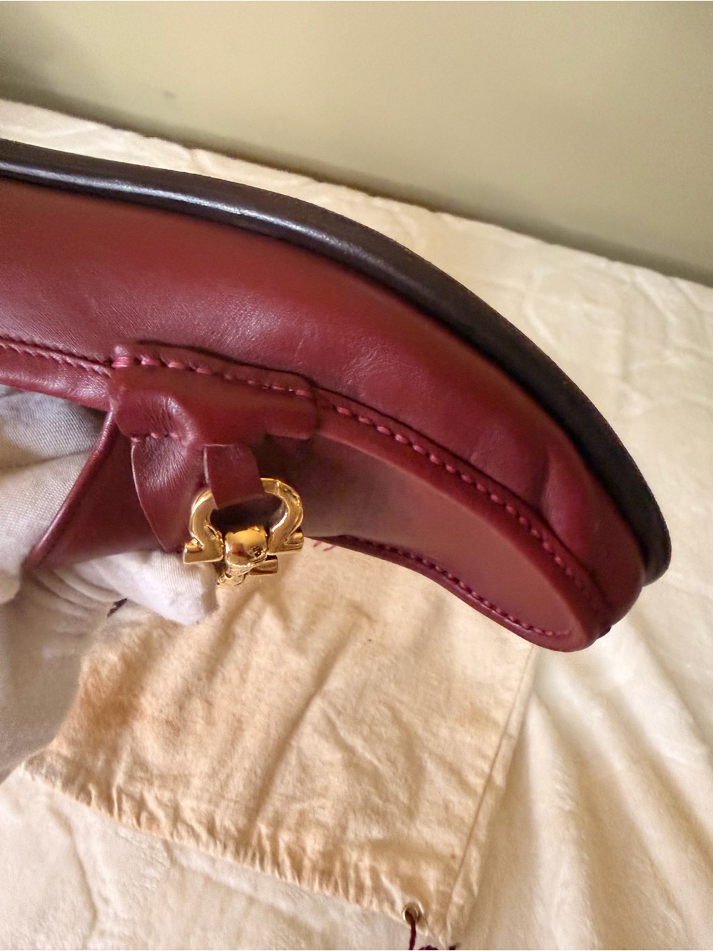 Salvatore Ferragamo Wine Leather Horsebit Loafers - Picture 9 of 16